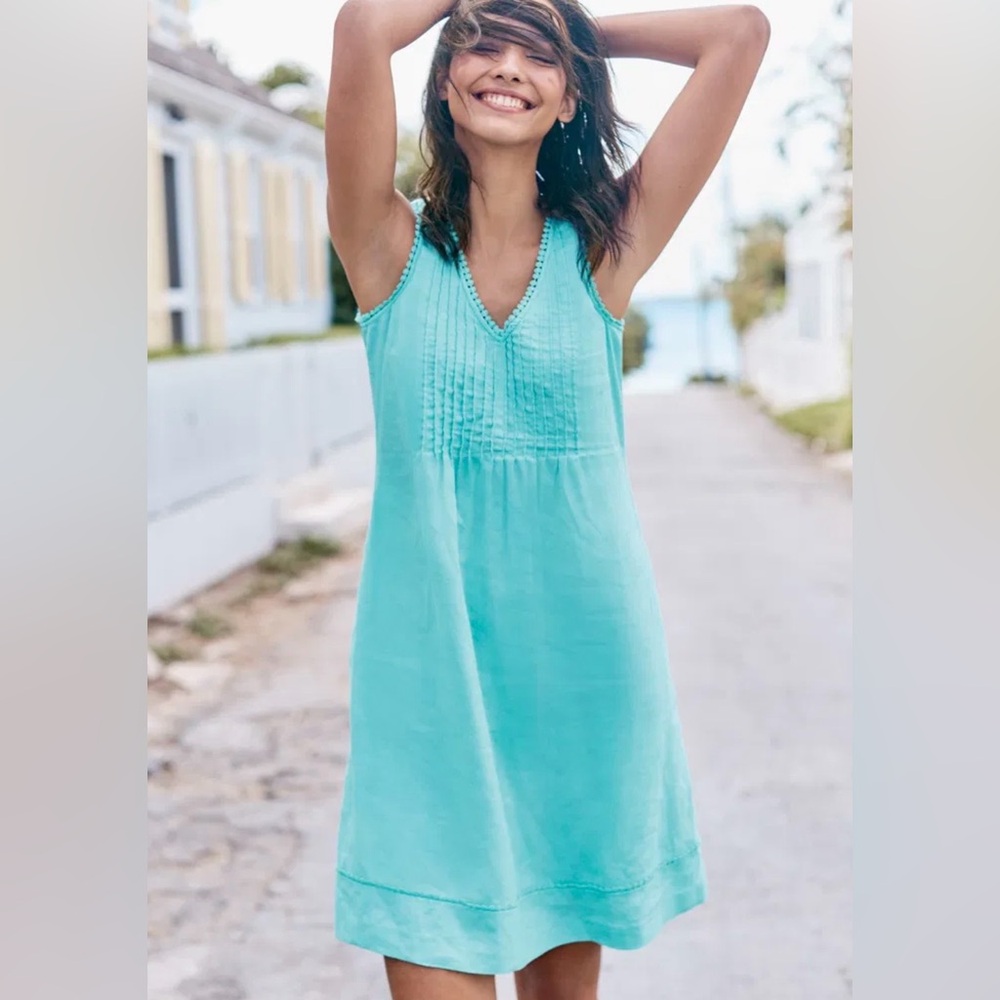 Boden Valencia Turquoise V-Neck dress sz 12